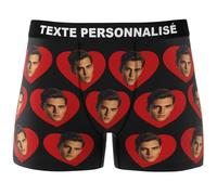 VEELU Calecon Personnalise Homme Cadeau Personnalisé - Boxer Caleçon Personnalisé avec Photo Drôles Visage - Idee Cadeau Homme pour Saint-Valentin Anniversaire Couple Petit Ami