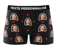 VEELU Calecon Personnalise Homme Cadeau Personnalisé - Boxer Caleçon Personnalisé avec Photo Drôles Visage - Idee Cadeau Homme pour Saint-Valentin Anniversaire Couple Petit Ami