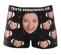 VEELU Calecon Personnalise Homme Cadeau Personnalisé - Boxer Caleçon Personnalisé avec Photo Drôles Visage - Idee Cadeau Homme pour Saint-Valentin Anniversaire Couple Petit Ami