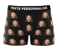 VEELU Calecon Personnalise Homme Cadeau Personnalisé - Boxer Caleçon Personnalisé avec Photo Drôles Visage - Idee Cadeau Homme pour Saint-Valentin Anniversaire Couple Petit Ami