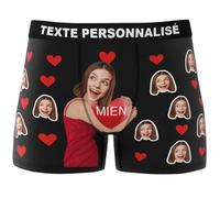 VEELU Calecon Personnalise Homme Cadeau Personnalisé - Boxer Caleçon Personnalisé avec Photo Drôles Visage - Idee Cadeau Homme pour Saint-Valentin Anniversaire Couple Petit Ami