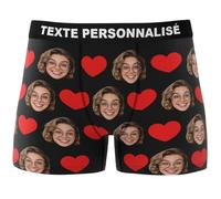 VEELU Calecon Personnalise Homme Cadeau Personnalisé - Boxer Caleçon Personnalisé avec Photo Drôles Visage - Idee Cadeau Homme pour Saint-Valentin Anniversaire Couple Petit Ami