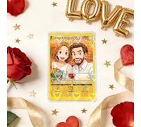 VEELU Carte Pokémon Personnalisé Couple avec Photo, Cartes Portrait Pokémon Personnalisable, Cadeau Unique pour Anniversaire de Mariage, la Saint-Valentin, Anniversaire