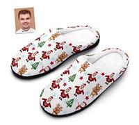 VEELU Chaussons Personnalisées Votre Photo pour Femme Homme Pantoufles Maison Mignon Chaude Coton Peluche Doublure Intérieur Chaussures Douce Accueil Slippers