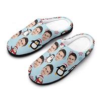 VEELU Chaussons Personnalisées Votre Photo pour Femme Homme Pantoufles Maison Mignon Chaude Coton Peluche Doublure Intérieur Chaussures Douce Accueil Slippers