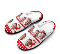 VEELU Chaussons Personnalisées Votre Photo pour Femme Homme Pantoufles Maison Mignon Chaude Coton Peluche Doublure Intérieur Chaussures Douce Accueil Slippers