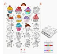 VEELU Couverture a Colorier DIY avec 24 Marqueurs de Couleurs Plaid à Colorier Lavable pour Adulte Couverture Coloriage pour Femme Famille Ami Cadeau pour Anniversaire Noël
