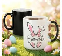 VEELU Mug de Paques Personnalisé avec Lapin Tasse à Café Thermoréactif Personnalisable Mug Thermosensible Personnalisable Fille Garçon Cadeau Paques Personnalisé Enfant Idée Cadeau Anniversaire