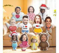 VEELU Peluche Coussin Personnalisée Photo, Drole Coussin Personnalisé 3D Visage & Corps, Cadeaux Photo pour Anniversaire, Noël, Saint-Valentin, Couple, Enfant, Décoration Maison