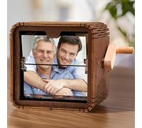 VEELU Personnalisé À Manivelle Cadre Photo Boite A Musique Personnalisé Boîte Flipbook Spotify Player Album Photo Mécanique Avec Lumière Idee Cadeau Papa De Anniversaire