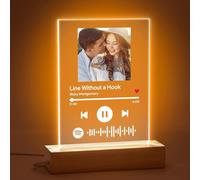VEELU Plaque Spotify Personnalisée, Album Photo Scannable Lumière LED, Acrylique Plaque Musique pour la décoration de la chambre, Cadeaux de fête des mères,cadeaux d'anniversaire