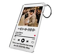 VEELU Porte Clef Personnalisé avec Votre Photo Texte Album Photo Scannable Spotify Code Acrylique Personnalisable Cadeau pour les Couples Amoureux Petit Ami Copain