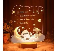 VEELU Veilleuse Bébé Personnalisé Prénom,Cadeau Fille,Cadeau Naissance Fille et Garçon,Cadeau Bebe,Cadeau Bapteme Fille/Garçon,Idee Cadeau Anniversaire Fille,Personnalisé Lampe Chevet Enfant Panda