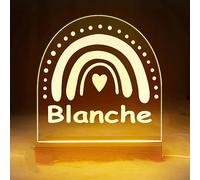 VEELU Veilleuse LED pour Bébé Lampe Personnalisée avec Prenom Dessin Arc en Ciel Cadeau de Baptême pour Garçon et Fille Cadeau Naissance Fille