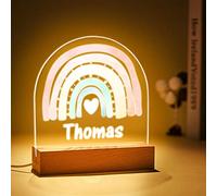 VEELU Veilleuse LED pour Bébé Lampe Personnalisée avec Prenom Dessin Arc en Ciel Cadeau de Baptême pour Garçon et Fille Cadeau Naissance Fille