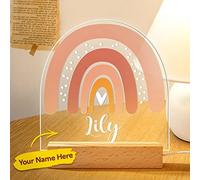 VEELU Veilleuse LED pour Bébé Lampe Personnalisée avec Prenom Dessin Arc en Ciel Cadeau de Baptême pour Garçon et Fille Cadeau Naissance Fille