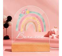 VEELU Veilleuse LED pour Bébé Lampe Personnalisée avec Prenom Dessin Arc en Ciel Cadeau de Baptême pour Garçon et Fille Cadeau Naissance Fille