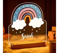 VEELU Veilleuse LED pour Bébé Lampe Personnalisée avec Prenom Dessin Arc en Ciel Cadeau de Baptême pour Garçon et Fille Cadeau Naissance Fille