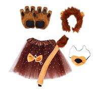 Veemoon 1 ensemble Costume de Lion pour Garçon Fille et Adulte Ensemble avec Oreilles Queue et Accessoires pour Cosplay Fête Thématique et Halloween Déguisement Pratique et Confortable