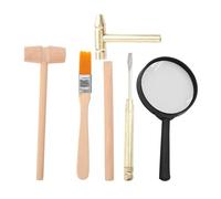 Veemoon 1 jeu d'outils d'archéologie avec marteau, burin, pinceau, loupe et marteau en métal, outils d'excavation de dinosaures pour l'apprentissage du bricolage