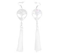 Veemoon 1 Paire Boucles d'oreilles longues perlées de filles gland Boucles d'oreilles en glace dame clé pendentifs d'oreille femme boucles d'oreilles décoratives Acrylique blanche