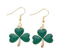 Veemoon 1 Paire Boucles d'oreilles Trèfle boucles d'oreilles pour les femmes Bijoux d'oreille mignonette saint patrick day décorations d'oreille boucles d'oreilles en métal alliage Golden