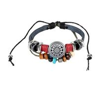 Veemoon 1 Pièce Bracelet à chute de vache Ajustable perlé Hommes accessoire personnel bracelet décoratif bracelet en cuir vintage masculin et féminin Noir