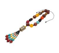 Veemoon 1 Pièce Bracelet De Perles De Prière Ornement De Voiture Chaîne De Suspension De Voiture Chaîne De Poignet Décoration De Bras Pendentif Folk-personnalisé Verre Coloré