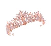 Veemoon 1 pièce Couronne de Mariage Cristal Accessoire de Cheveux Élégant pour Mariée avec Diamant Rose Diadème de Mode et Filles
