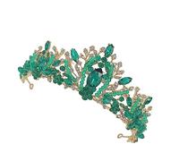 Veemoon 1 Pièce Couronne de Mariée Cristal avec Verts Diadème Élégant et Filles Accessoire de Mariage Confortable et pour Mariées et Demoiselles