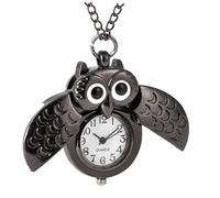 Veemoon 1 Pièce Montre de Poche Hibou clé Hibou pour Femme Montre de Poche Chouette Fleuri Montre Gousset Ancienne Montre de Poche décorative Montre de Poche créative Noir