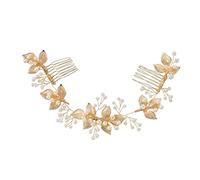 Veemoon 1 pièce Peigne à Cheveux avec Perles pour Mariage Accessoire Élégant pour Mariée Couronne de Tête Dorée Parfait pour Événements Spéciaux et Photographie