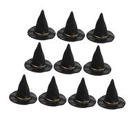 Veemoon 10 Mini Chapeaux De Sorcière en Plastique - Petits Chapeaux Halloween Miniatures Noirs pour Décoration Et Costumes De Fête