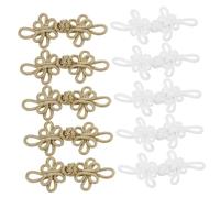 Veemoon 10 pièces Boîte de Boutons Décoratifs Chinois pour Vêtements Style Hanfu Fermetures à Coudre Élégantes pour Manteaux Robes et Cheongsam Accessoires DIY Couleurs Or et Blanc