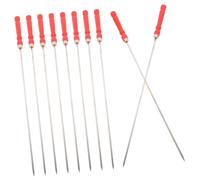 Veemoon 10 pièces Brochettes Barbecue en Acier avec Poignée Rouge Lot de Piques Larges Réutilisables pour Apéritifs Camping et Fêtes Plein Air Faciles à Nettoyer et Durables