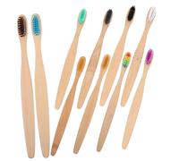 Veemoon 10 pièces Brosse à Dents Naturel Brosse Souple Ergonomique pour Adultes Nettoyage Doux des Gencives Kit Écologique Dhygiène Bucco Dentaire