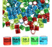 Veemoon 100 Anneaux D'identification pour Pigeons Voyageurs, Bagues de Jambe en Aluminium et Plastique Colorées, Lot de 100 Pièces Nom du Pays, Accessoires pour Volaille Couleur Aléatoire