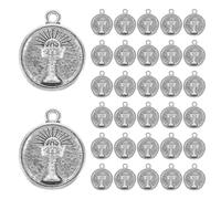 Veemoon 100 breloques à suspendre pour bijoux DIY : fabrication artisanale de pendentifs ronds vintage pour bracelets, colliers, porte-clés et décorations de rétroviseurs de voiture