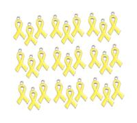Veemoon 100 pièces Charm Pendants Ruban Émaillé Jaune pour Sensibilisation Cancer Du Sein Pendentifs Légers et Faciles à Assortir pour Fabrication de Bijoux et Décoration DIY