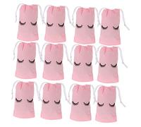 Veemoon 100 pièces Cordonnet pour Cosmétiques Rose EVA Sacs de Rangement Maquillage Réutilisables Organisateur de Voyage pour Soins Après Cils et Rangement Cosmétique Portable