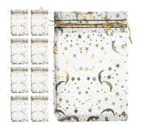 Veemoon 100 pièces Organza Noir Mesh Étoiles Lune Sacs à Bijoux Petits pour Mariage Fête Noël