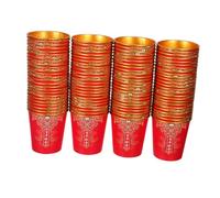 Veemoon 100 Pièces Wedding Party Paper Cups Thickened Bride Tea Cups For Hot Cold Drinks Chinese Style Celebration Decoration