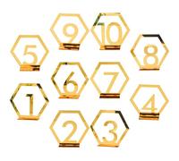 Veemoon 10pcs Numéros de Table en Alliage Doré Incassables et Faciles à Nettoyer pour Réception de Mariage et Banquet Décor Élégant