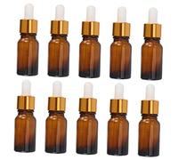 Veemoon 10pièces Flacons Compte-gouttes Pour Huile Essentielle Ambré Mat Avec Pipette Blanche Et Bague Dorée Bouteille Vide Compacte Et Étanche Pour Cosmétiques Féminins Voyage Et Usage Pr