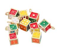Veemoon 10pièces Fourniture De Pendentifs Forme De Dés Carrés Avec Boucle Pour Fabrication De Bijoux Colliers Et Porte-clés Miniature Décorative