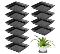 Veemoon 10pièces Plateau De Fleurs Carré Résine Accessoire pour Pots De Plantes pour Intérieur Et Jardin Noir