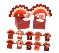 Veemoon 12 Pièces Boîtes à Bonbons de Thanksgiving avec Motif Dinde Coloré Contenants Stables à Fond Carré pour Fêtes Automne et Réunions Familiales