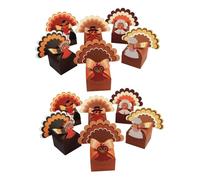 Veemoon 12 Pièces Boîtes à Bonbons Papier Thanksgiving Boîtes Forme de Dinde Colorées avec Fond Plat Contenants pour Friandises et Cadeaux de Fête Automne