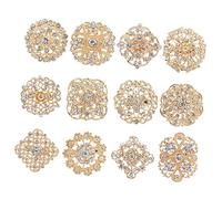 Veemoon 12 Pièces Broche Broche Bouquets De Mariage Décoration De Mariage Décorations Bricolage Bal De Broche De Mariage Petit Broche De Fête Faire La Fête Broch Bouquet Doré Strass