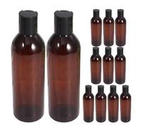 Veemoon 12 Pièces Flacons de Voyage pour Shampoing 250ml en Plastique Marron avec Bouchon à Pression Anti-fuite Design Gain de Place pour Transport Quotidien